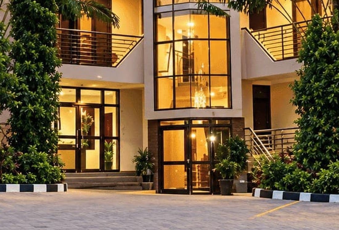 Entrance and landscaped gardens